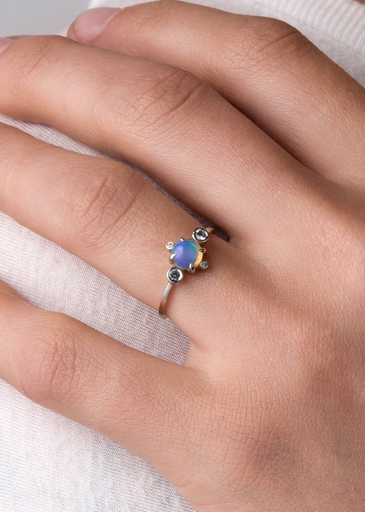 Astral Ring • Opal & Sky Blue Topaz