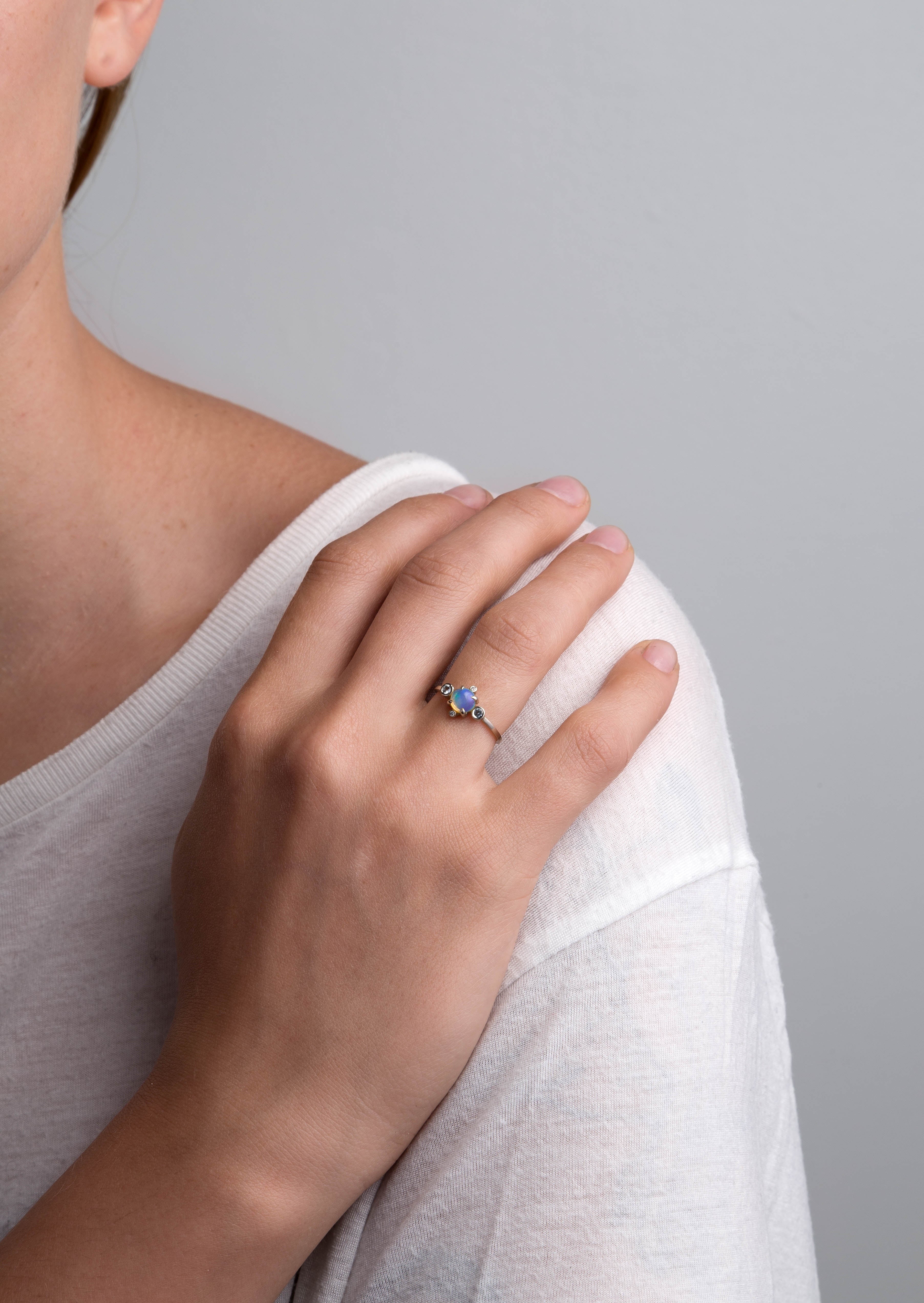 Astral Ring • Opal & Sky Blue Topaz