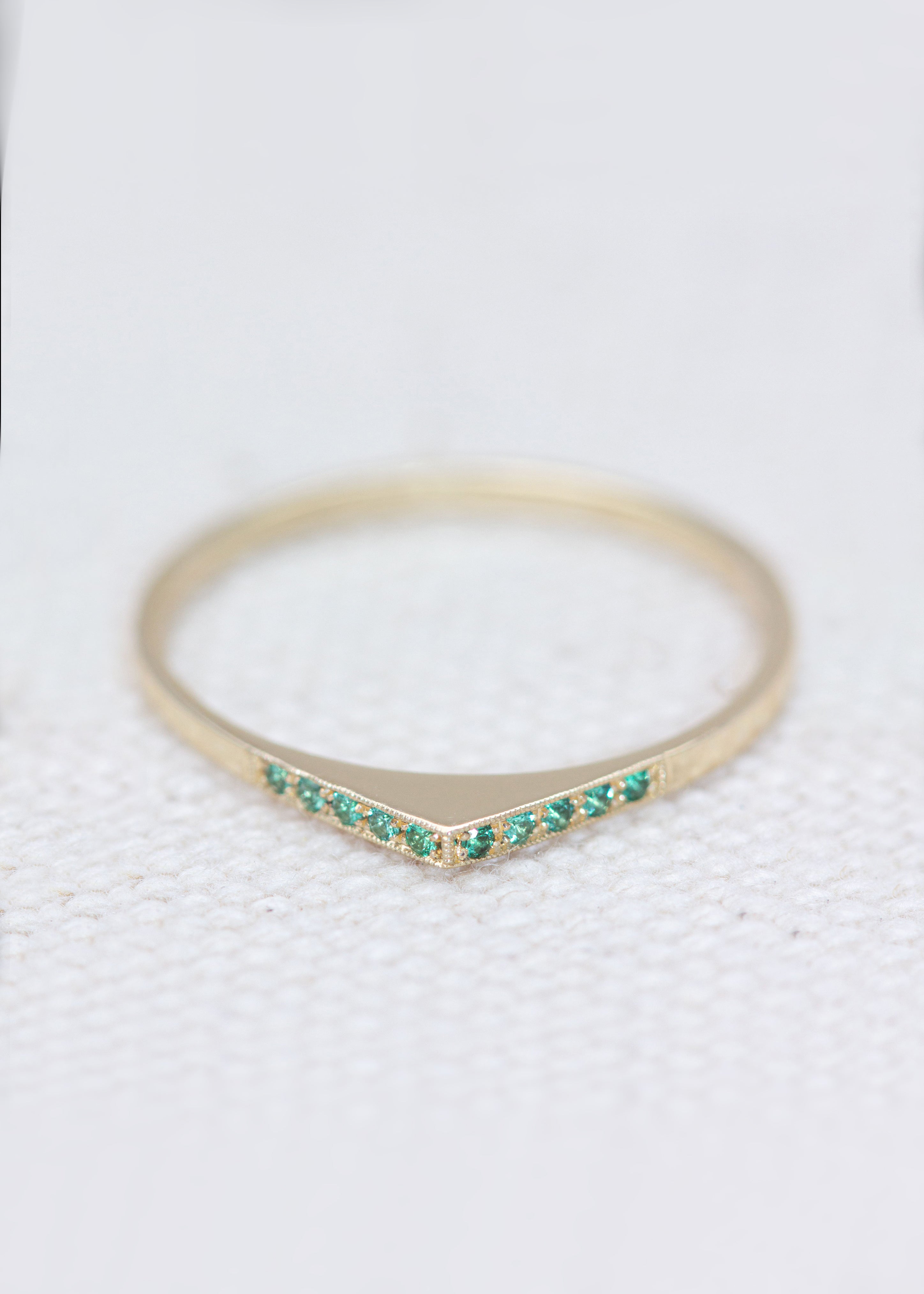 Emerald Pave Bateau Ring