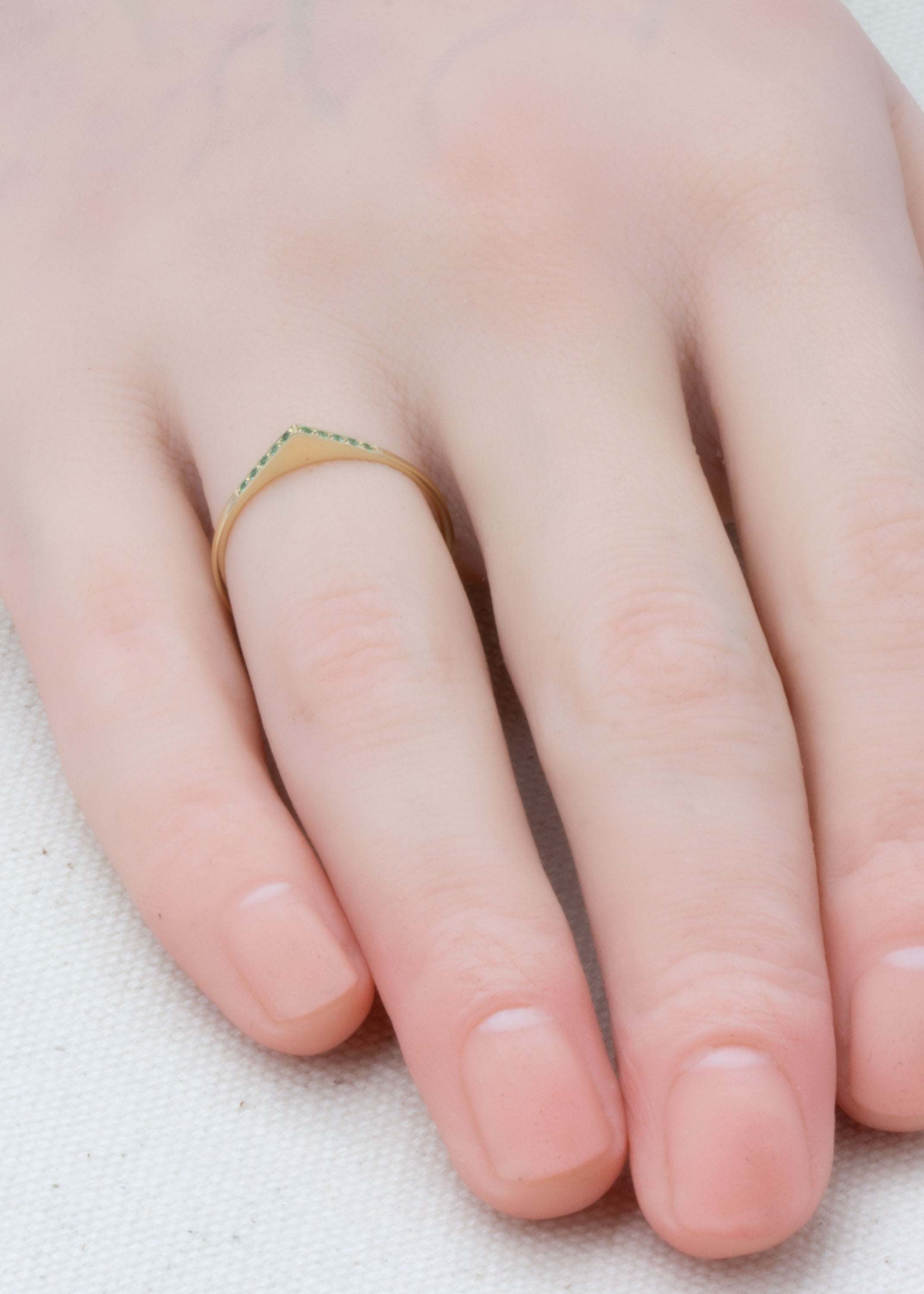 Emerald Pave Bateau Ring