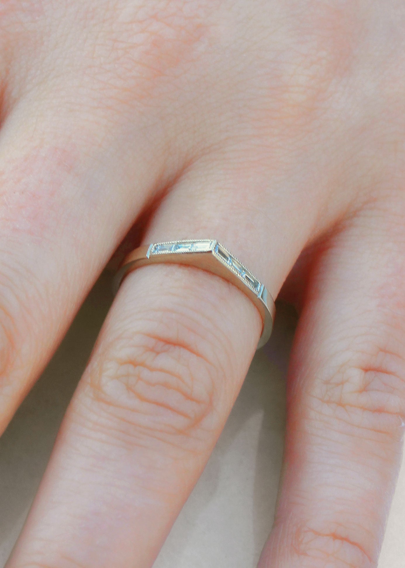Wide Bauguette Bateau Ring