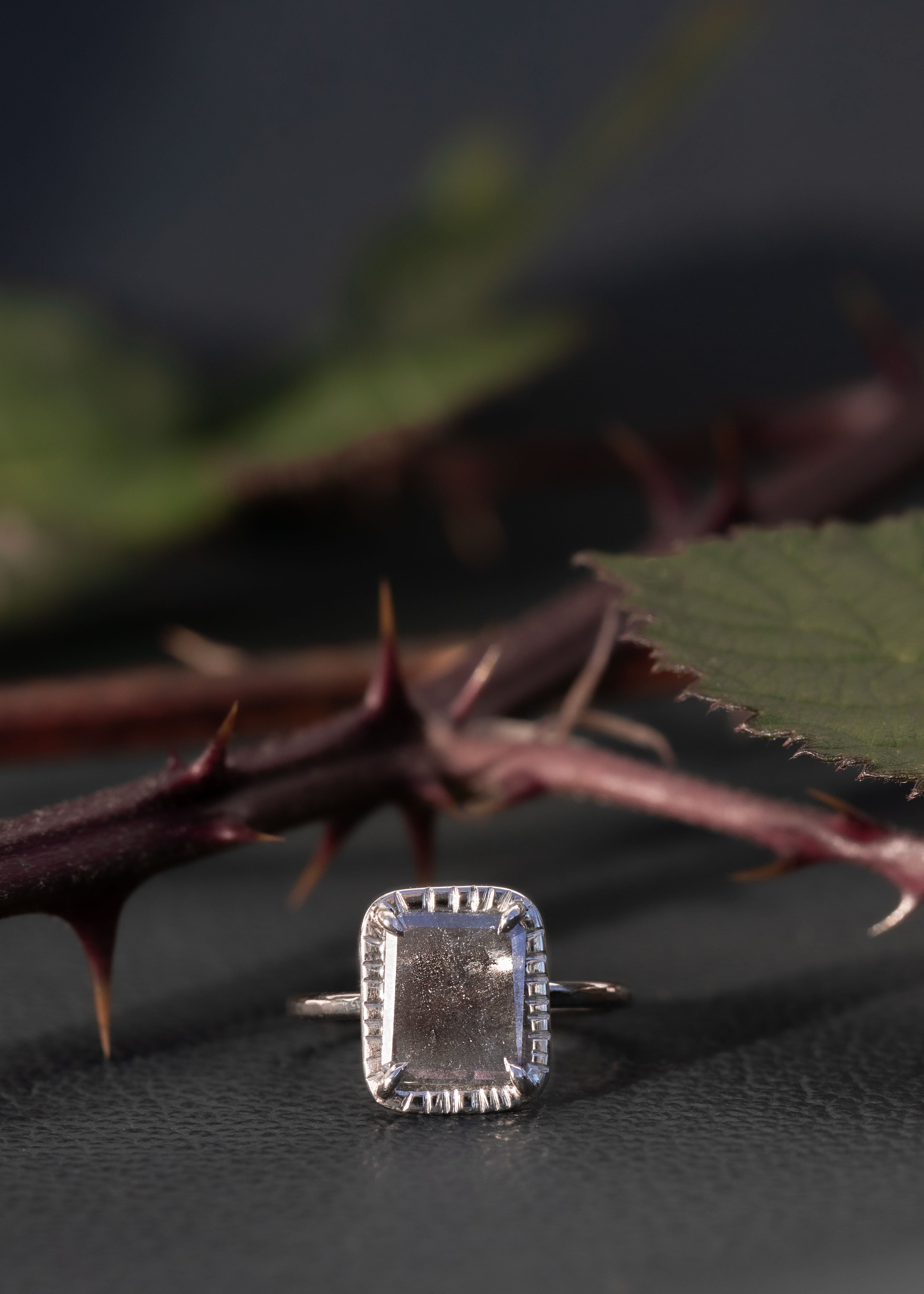Gray Diamond Slice Etruscan Ring