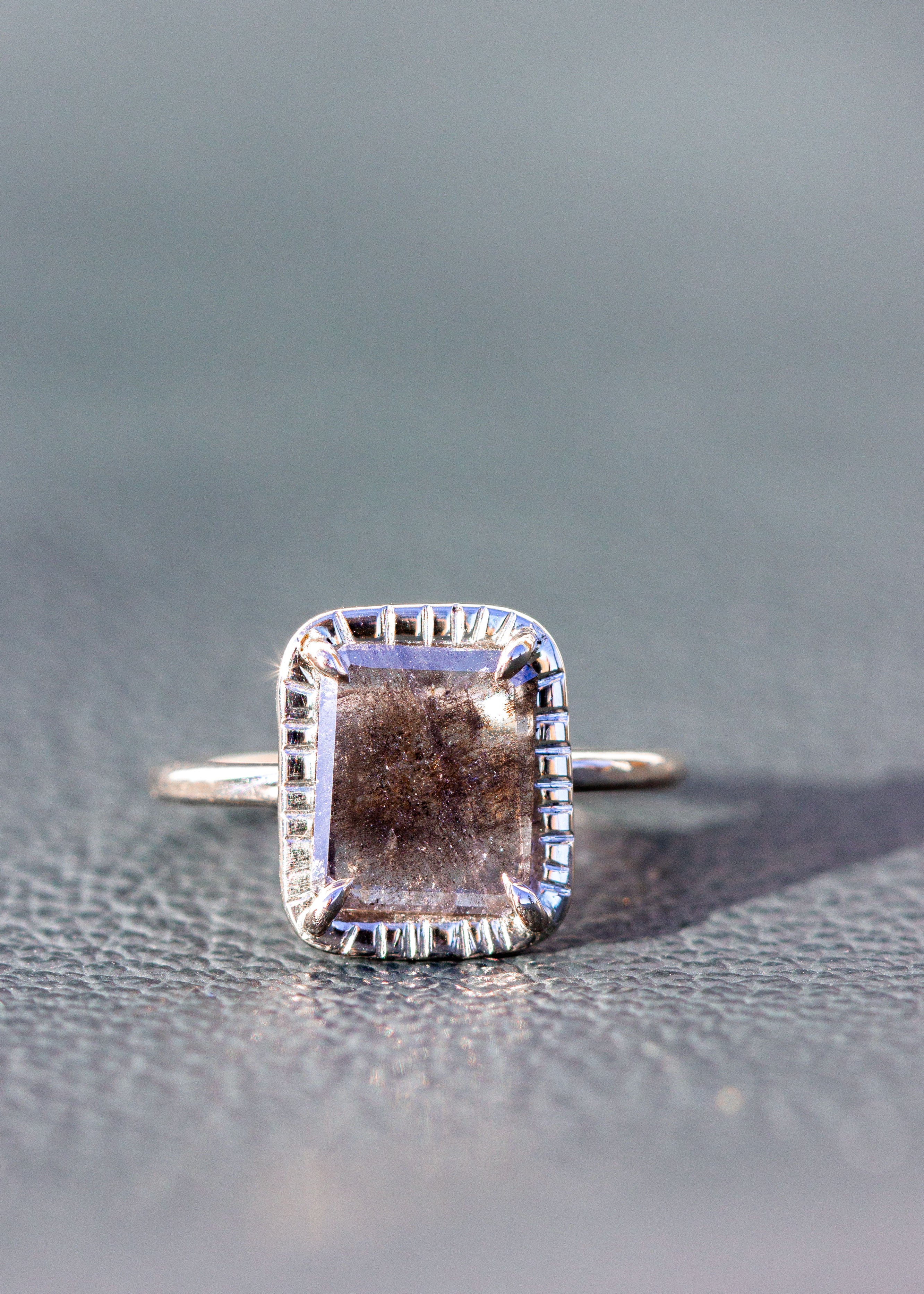 Gray Diamond Slice Etruscan Ring
