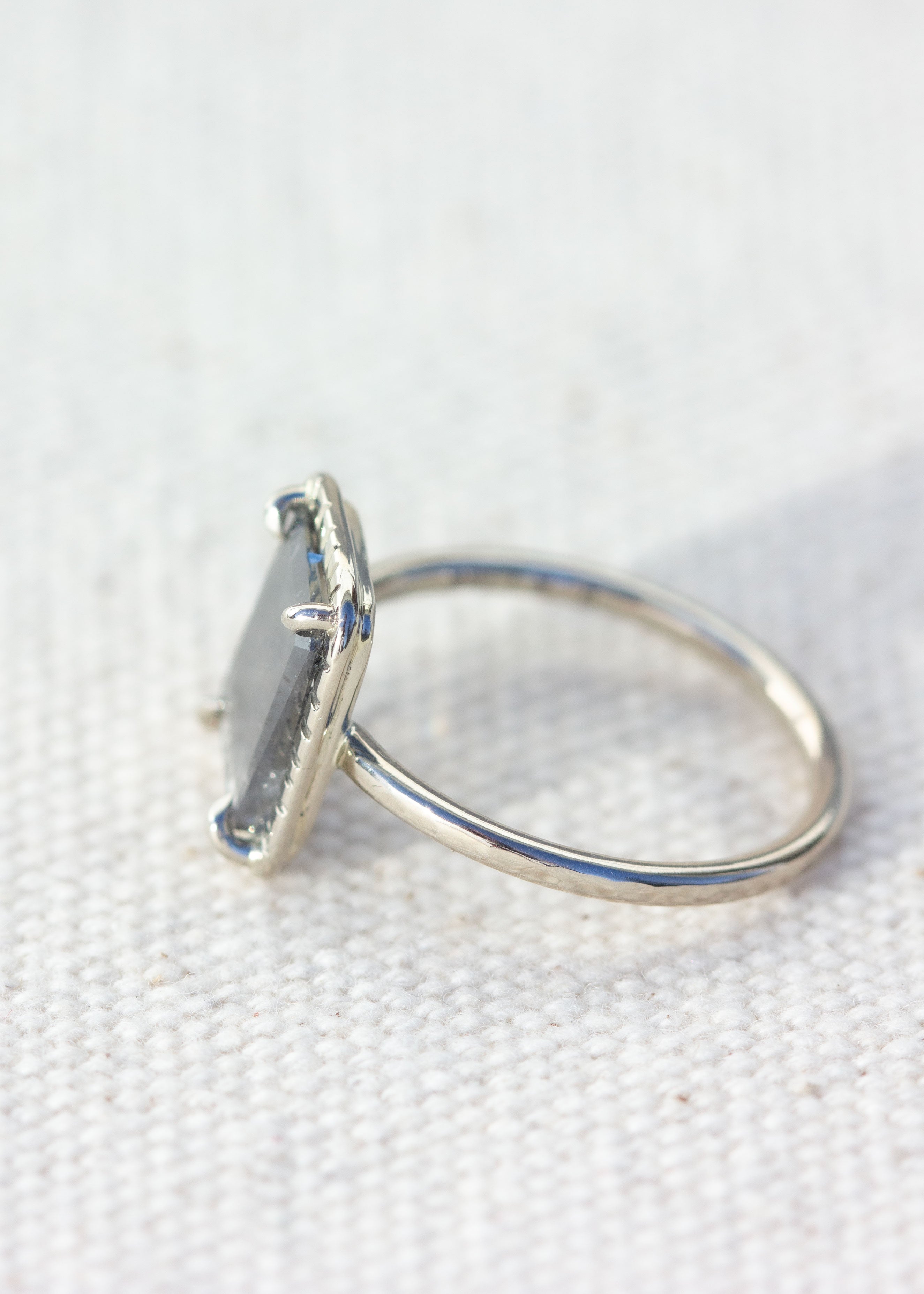 Gray Diamond Slice Etruscan Ring