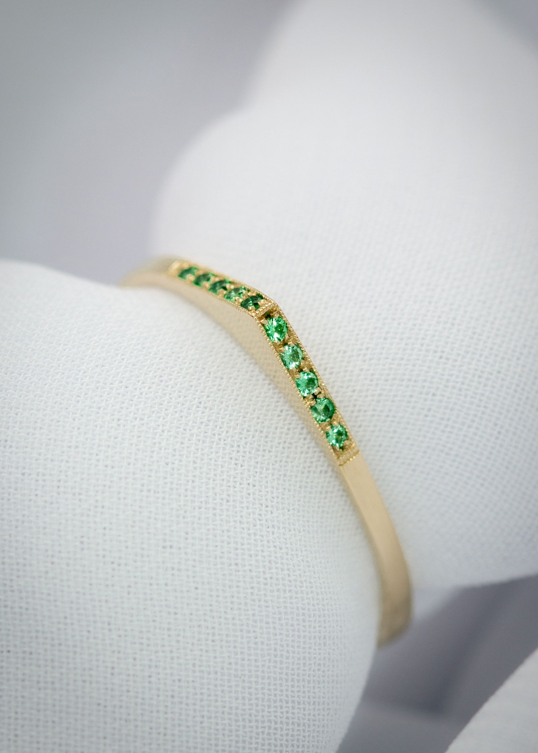 Emerald Pave Bateau Ring